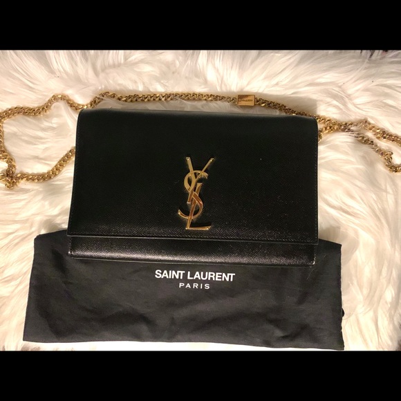 Authentic YSL black & gold chain clutch/purse - Picture 3 of 8